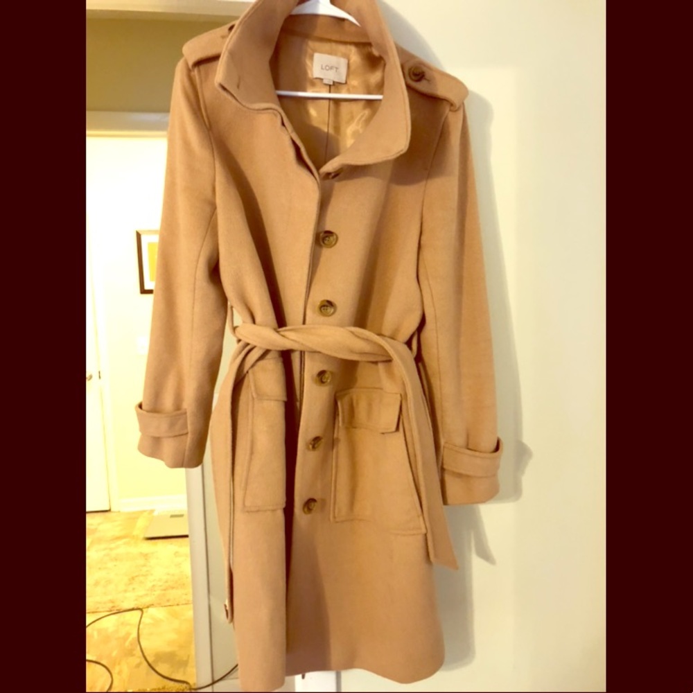 Ann Taylor LOFT Camel Wool-Blend Trench Coat